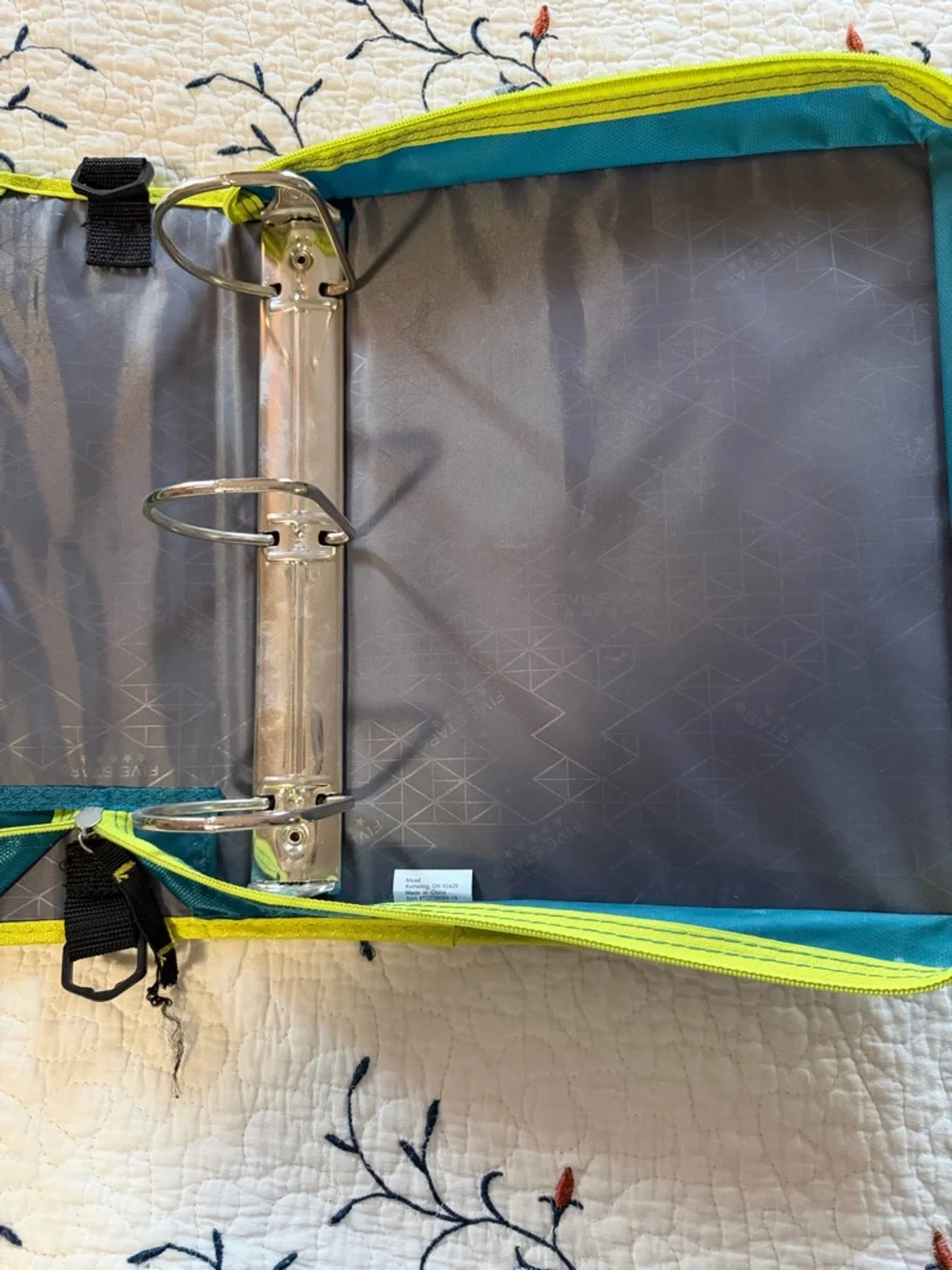 Five Star Teal Binder Organizer with Lime Trim
